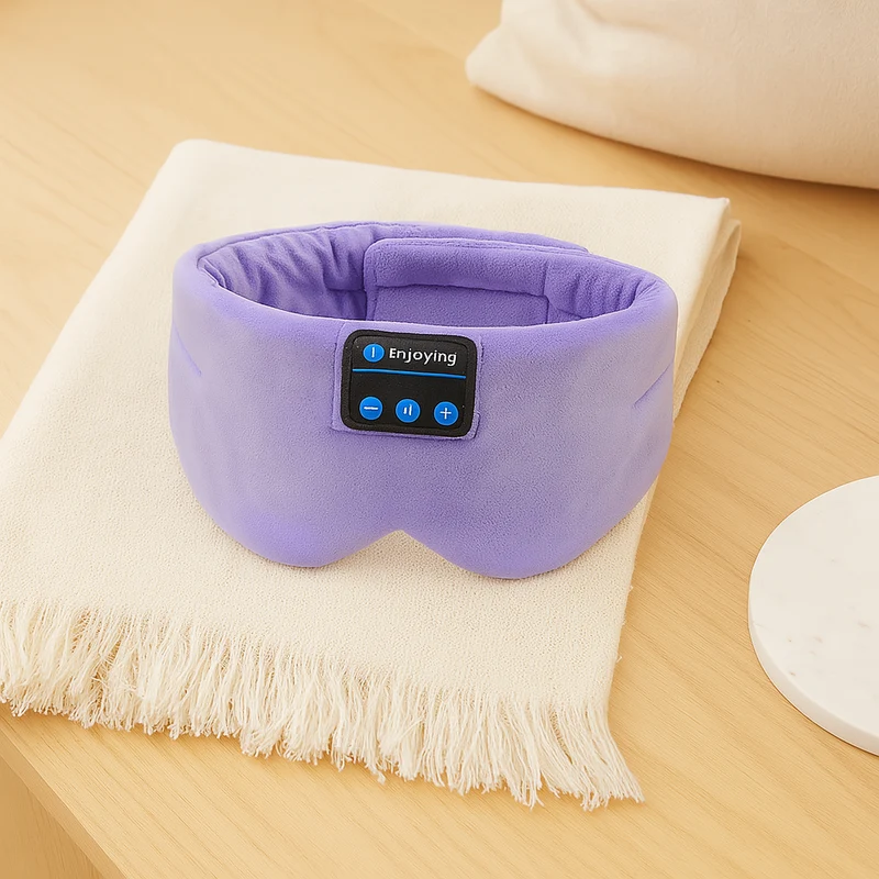 3D Musik-Schlafmaske – Eisfaser, Null-Druck, 100 % Lichtblockierung mit Kopfhörern & Etui