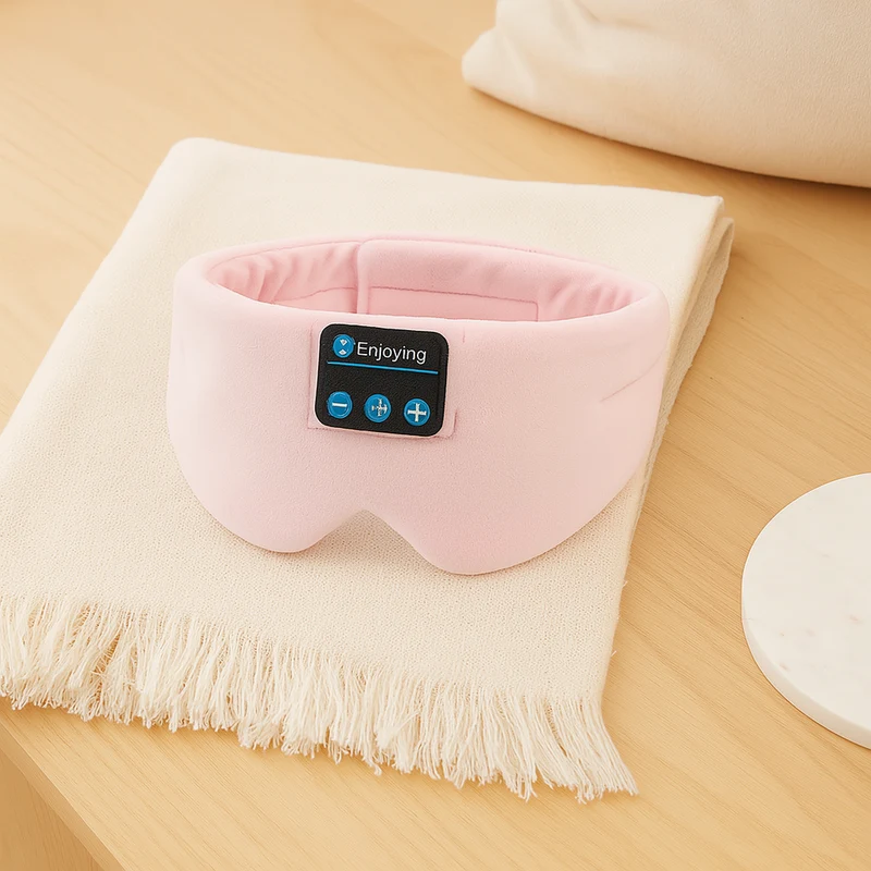 3D Musik-Schlafmaske – Eisfaser, Null-Druck, 100 % Lichtblockierung mit Kopfhörern & Etui