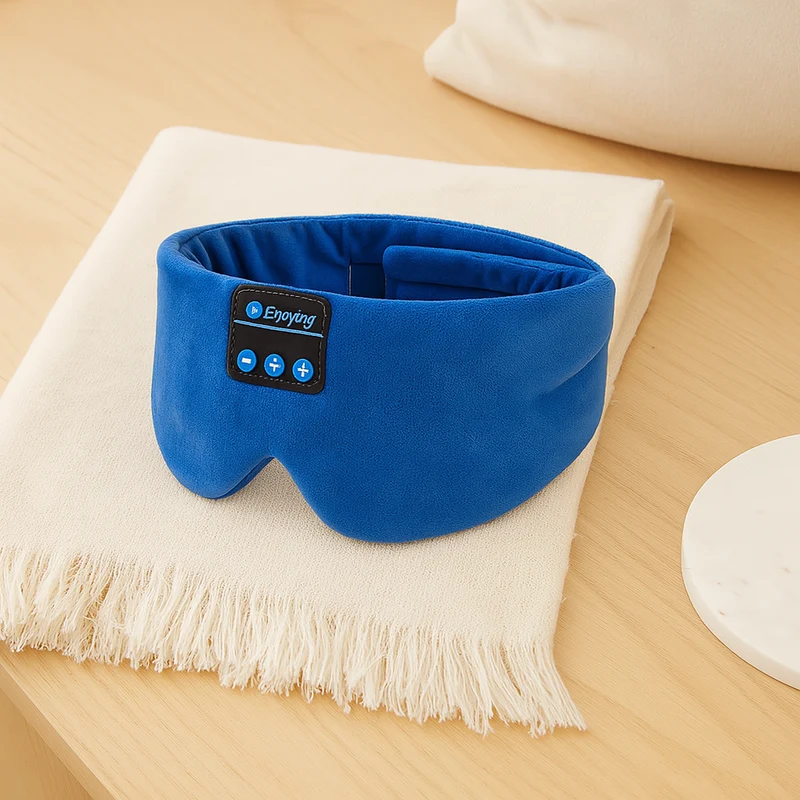 3D Musik-Schlafmaske – Eisfaser, Null-Druck, 100 % Lichtblockierung mit Kopfhörern & Etui
