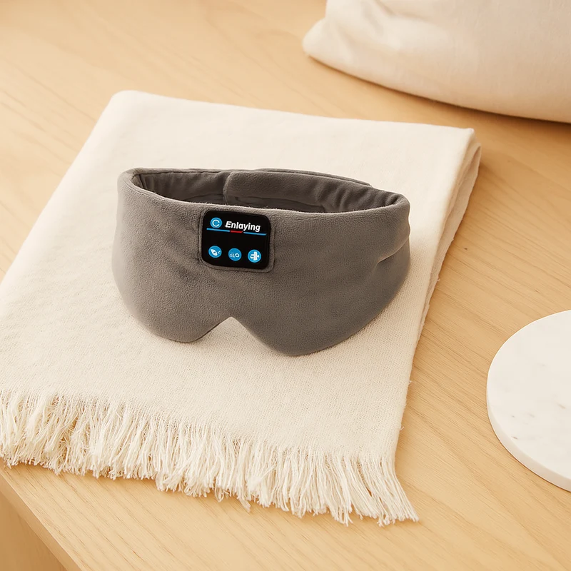 3D Musik-Schlafmaske – Eisfaser, Null-Druck, 100 % Lichtblockierung mit Kopfhörern & Etui