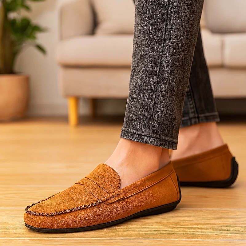 Milano Herren-Leder-Loafer – Klassische Slipper mit rutschfester Sohle
