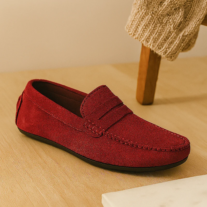 Milano Herren-Leder-Loafer – Klassische Slipper mit rutschfester Sohle