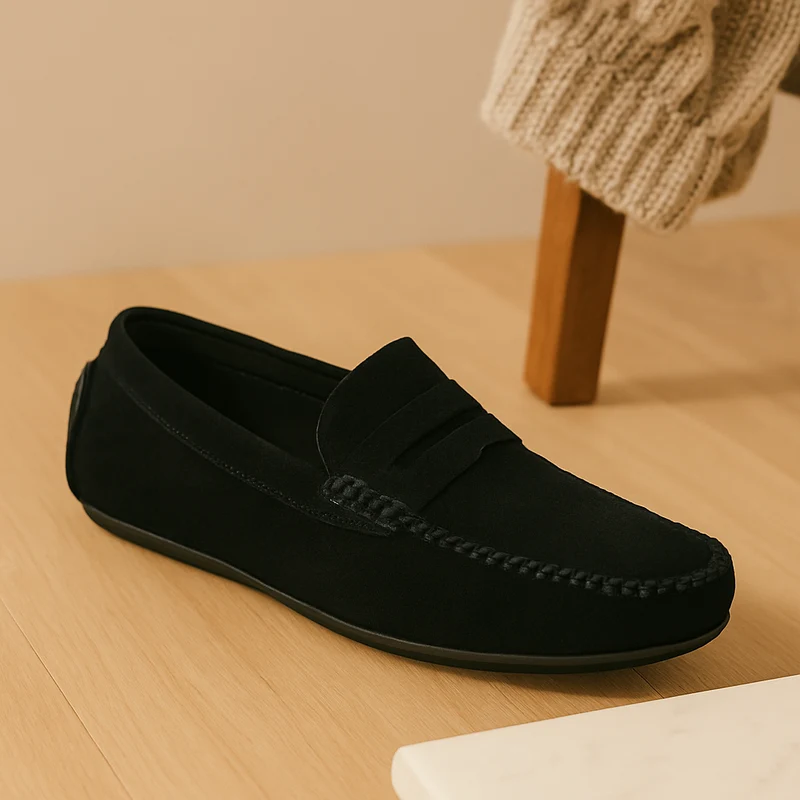 Milano Herren-Leder-Loafer – Klassische Slipper mit rutschfester Sohle
