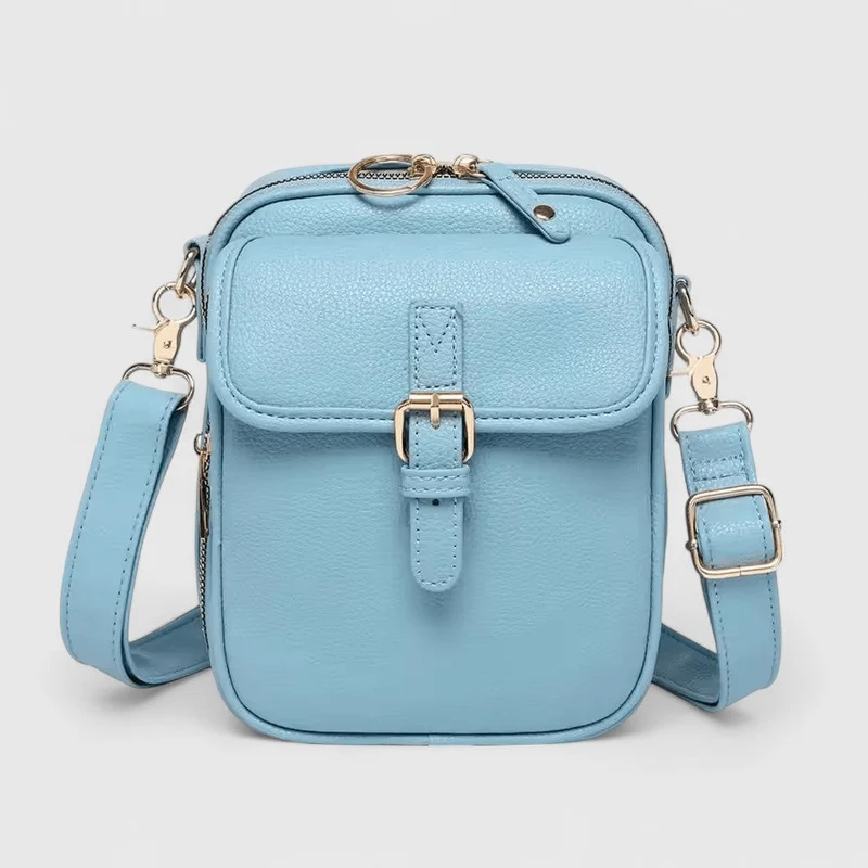 Damen Schultertasche mit Druckknopf und mehreren Fächern