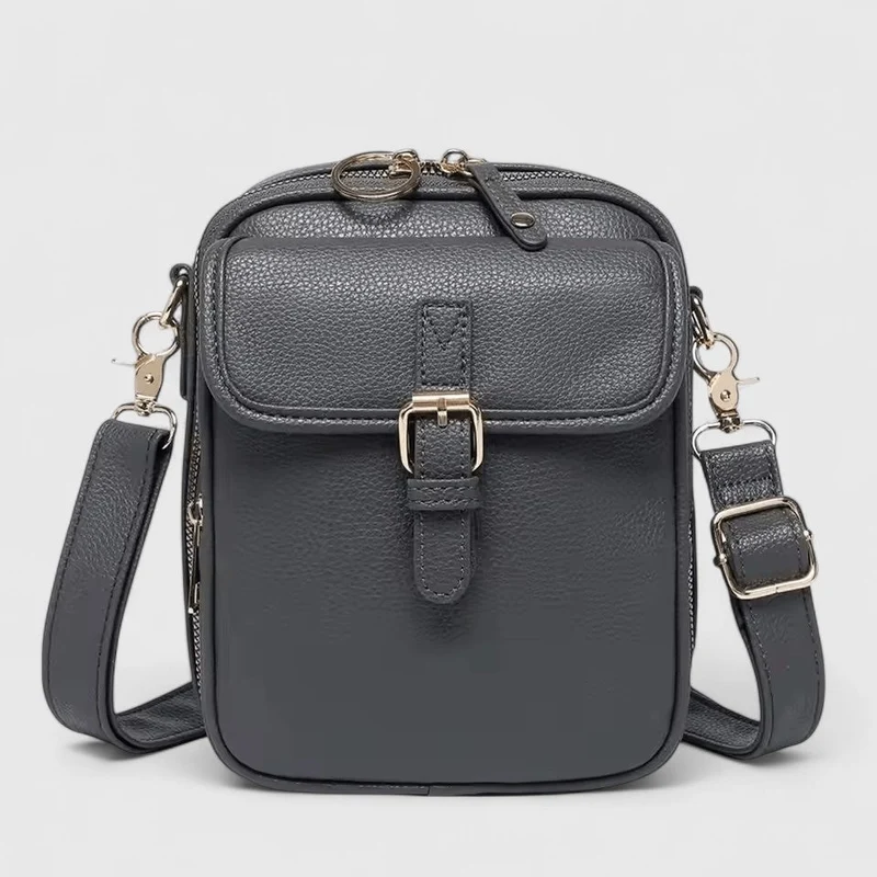 Damen Schultertasche mit Druckknopf und mehreren Fächern