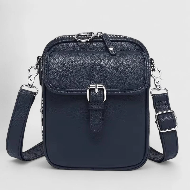 Damen Schultertasche mit Druckknopf und mehreren Fächern