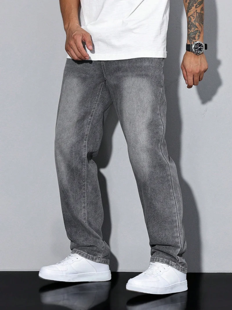Herren Klassische Gerade Freizeit Jeanshose