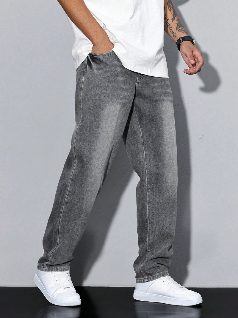 Herren Klassische Gerade Freizeit Jeanshose