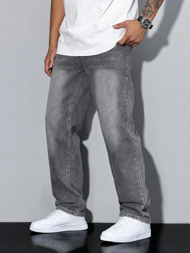 Herren Klassische Gerade Freizeit Jeanshose