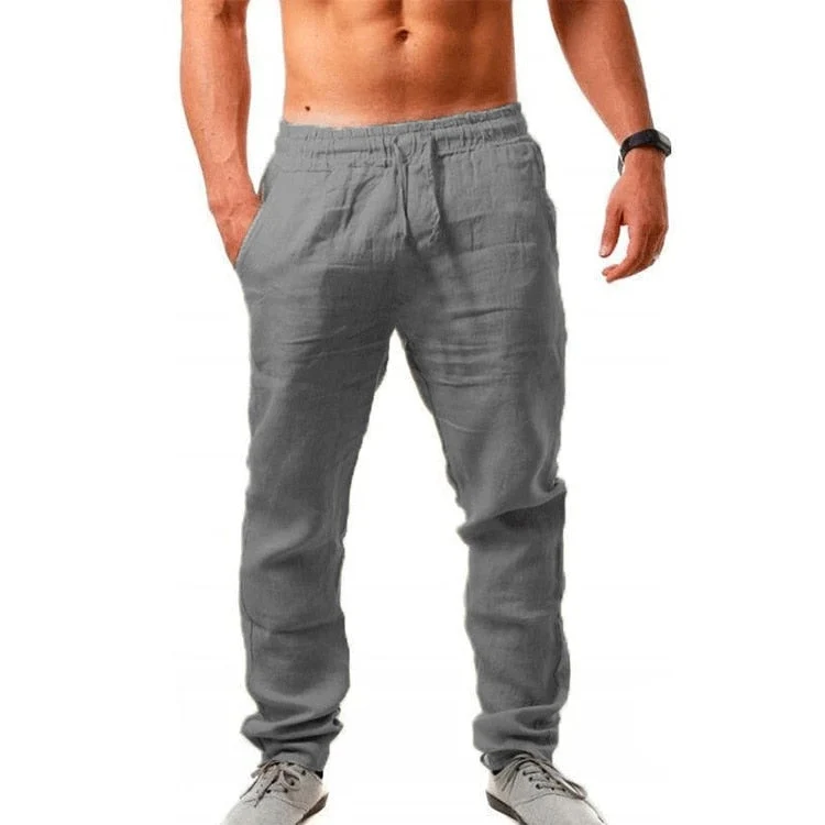 Herren Leinen Freizeit Sommerhose mit Kordelzug