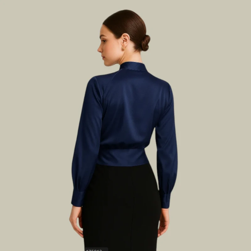 Damen Elegante Wickelbluse mit V-Ausschnitt