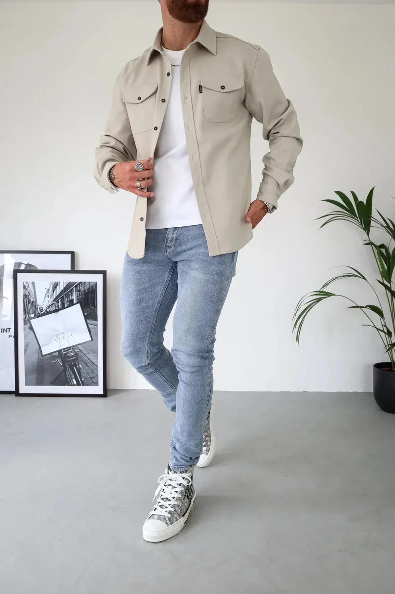 Herren Lässig Langarm Overshirt