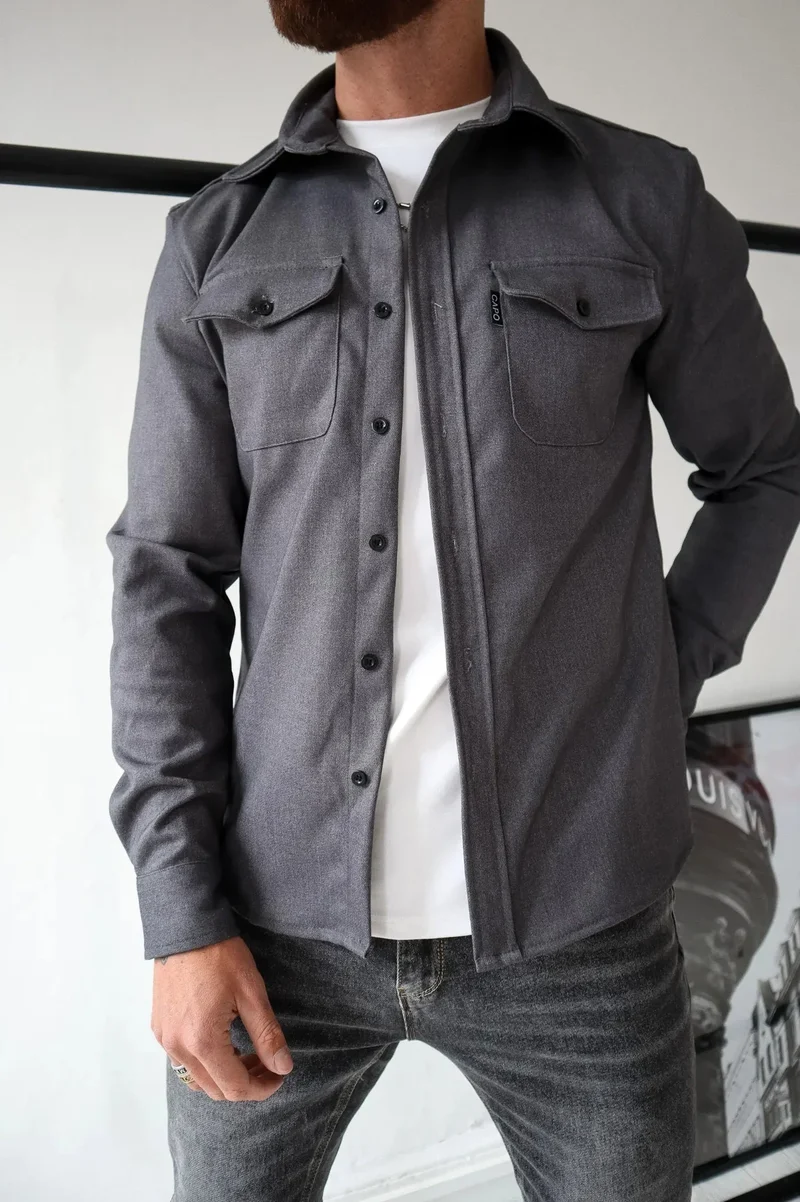 Herren Lässig Langarm Overshirt