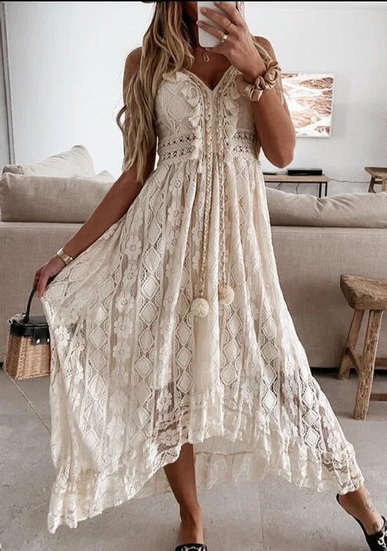 Damen Elegantes Boho Sommer Maxikleid