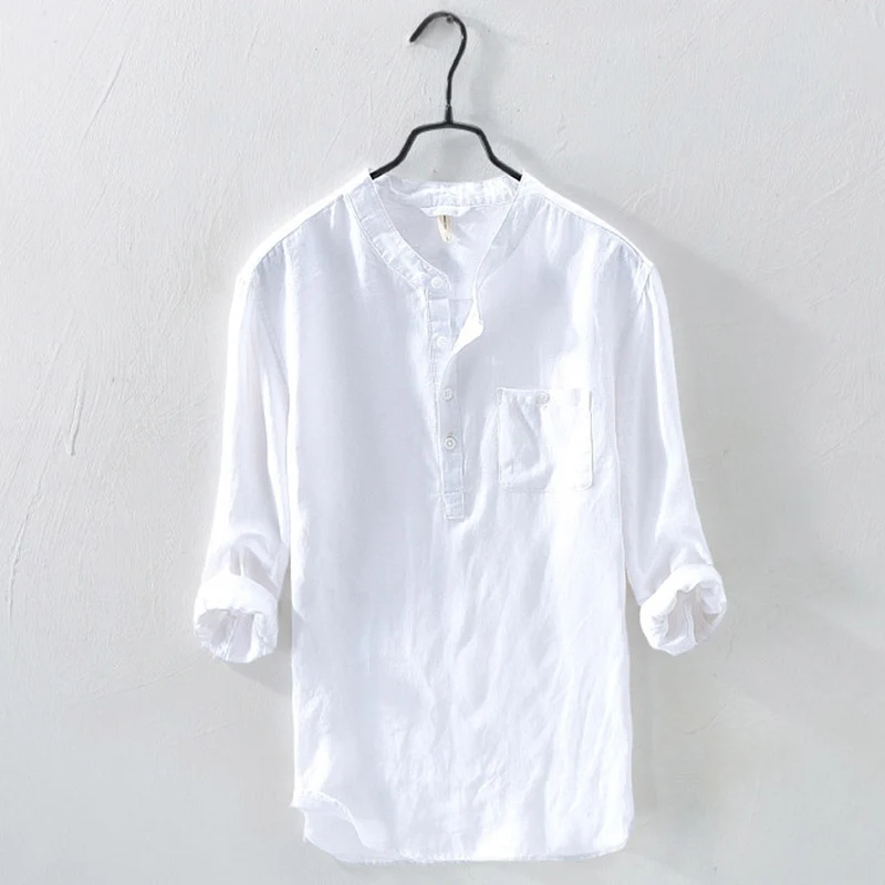 Herren Luftiges Henley Sommer Hemd