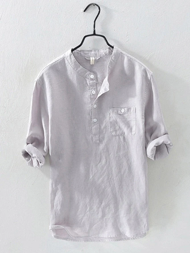 Herren Luftiges Henley Sommer Hemd