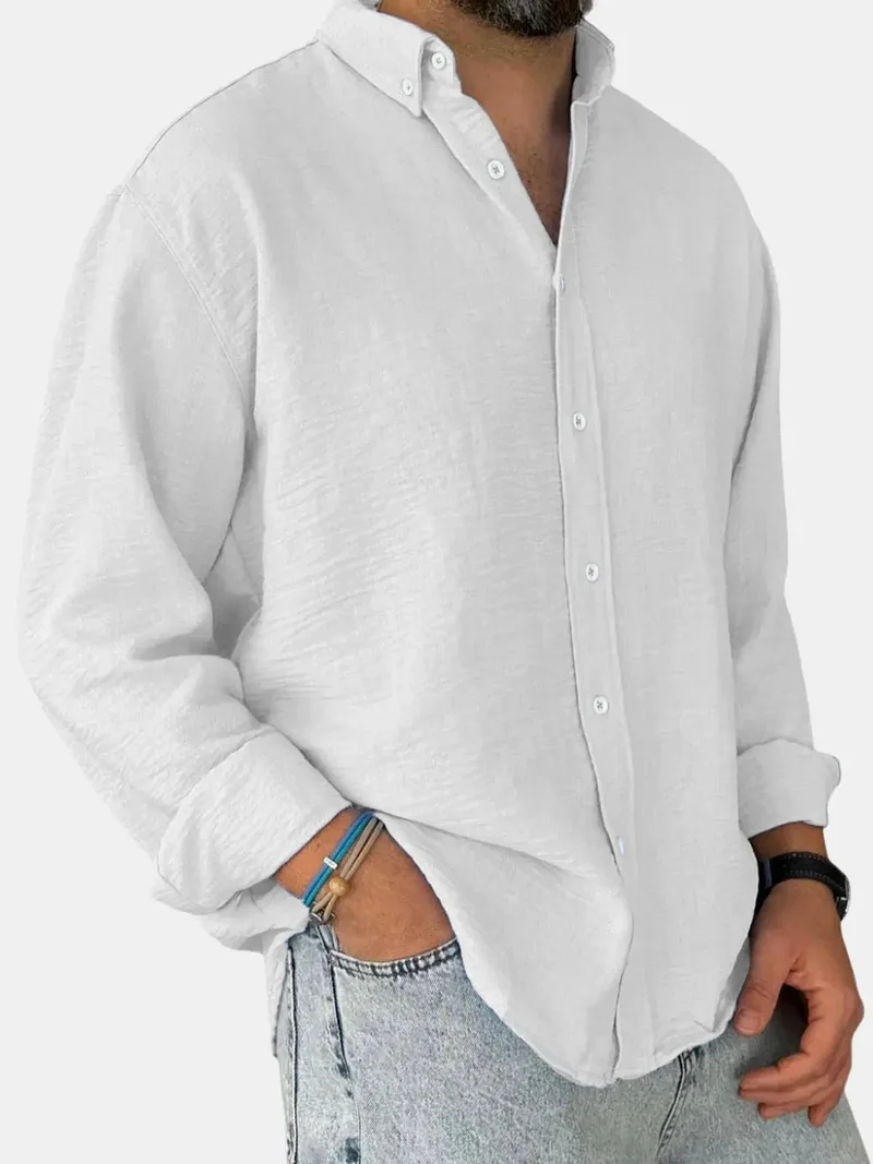 Herren Freizeit Button-Down Langarm Hemd