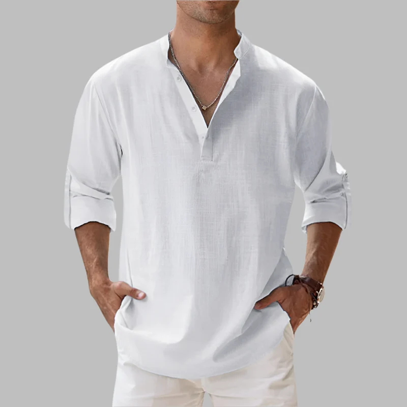 Herren Relaxed Fit Sommer Henley Hemd