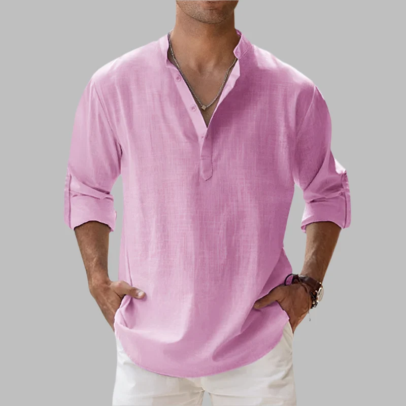 Herren Relaxed Fit Sommer Henley Hemd