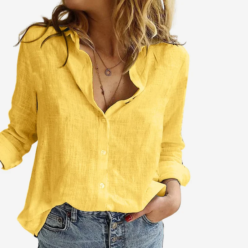 Damen Leichtes Leinen Sommer Bluse