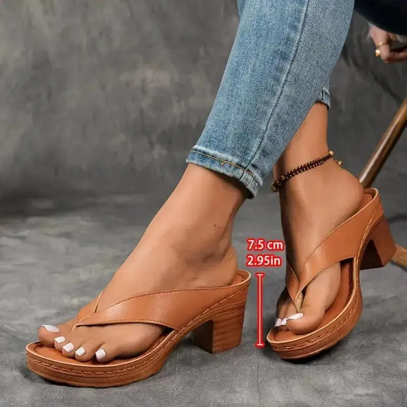Damen Orthopädische Plateau Sandalen mit Absatz