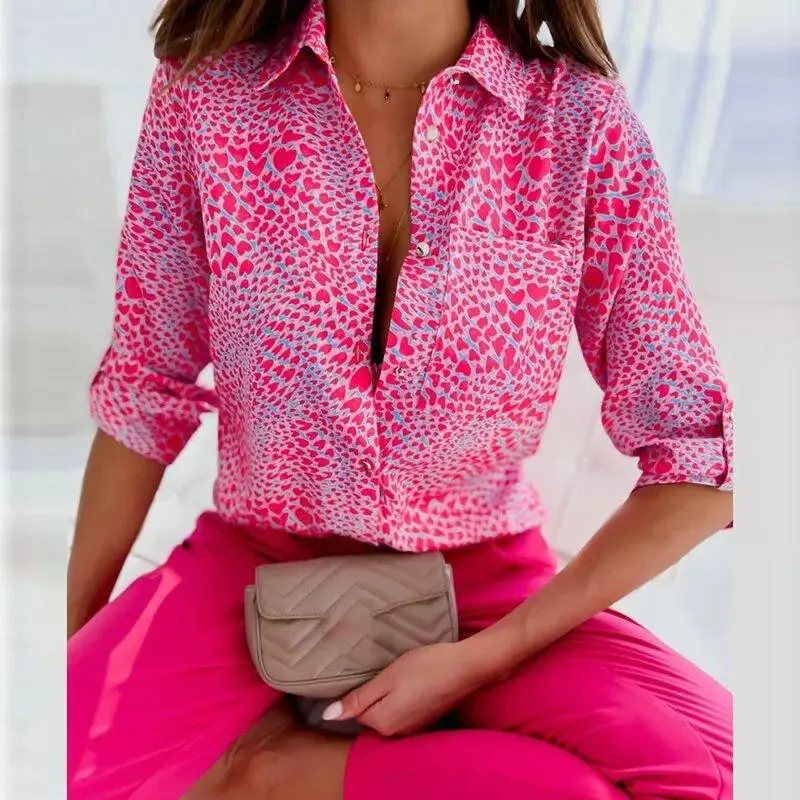Damen Bedruckte Casual Langarm Bluse