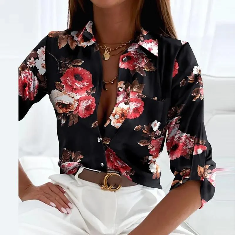Damen Bedruckte Casual Langarm Bluse