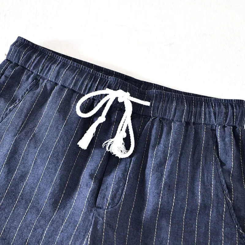 Herren Kurze Gestreift Sommer Hose