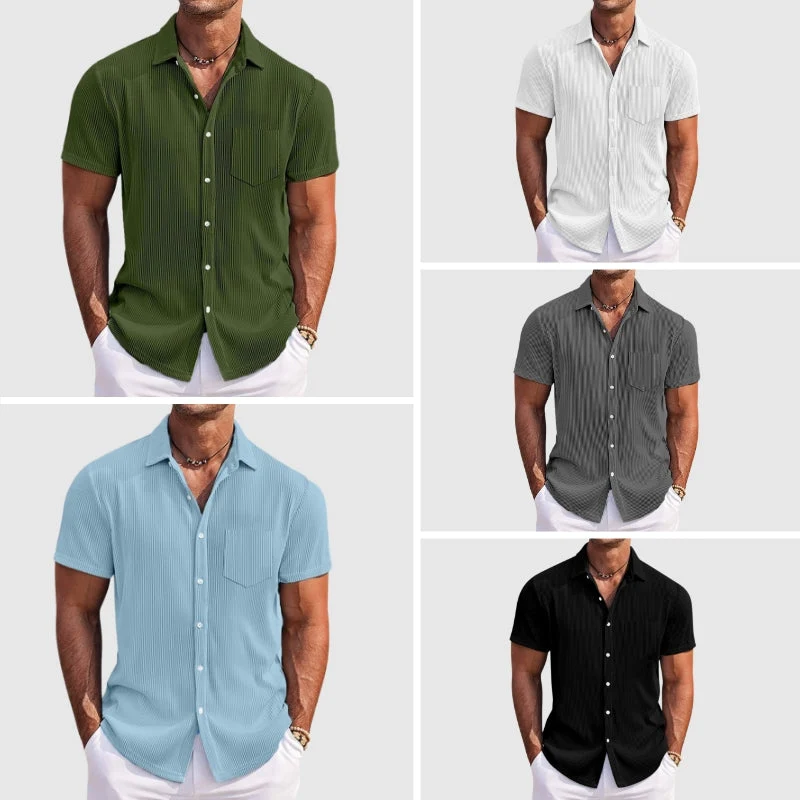 Herren Kurzarm Gestreift Sommer Hemd