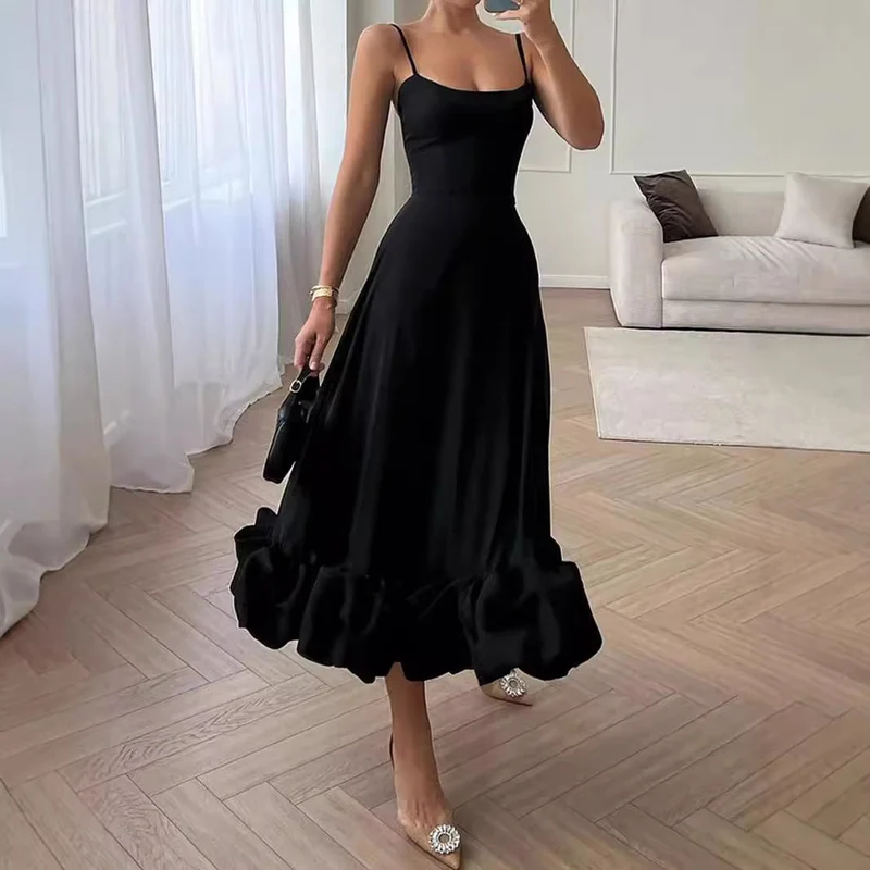 Damen Maxikleid mit schmalen Trägern für Hochzeitsgäste