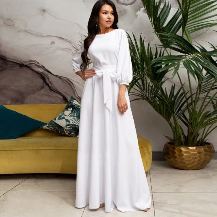 Damen Brautjungfernkleid Maxikleid mit langen Ärmeln