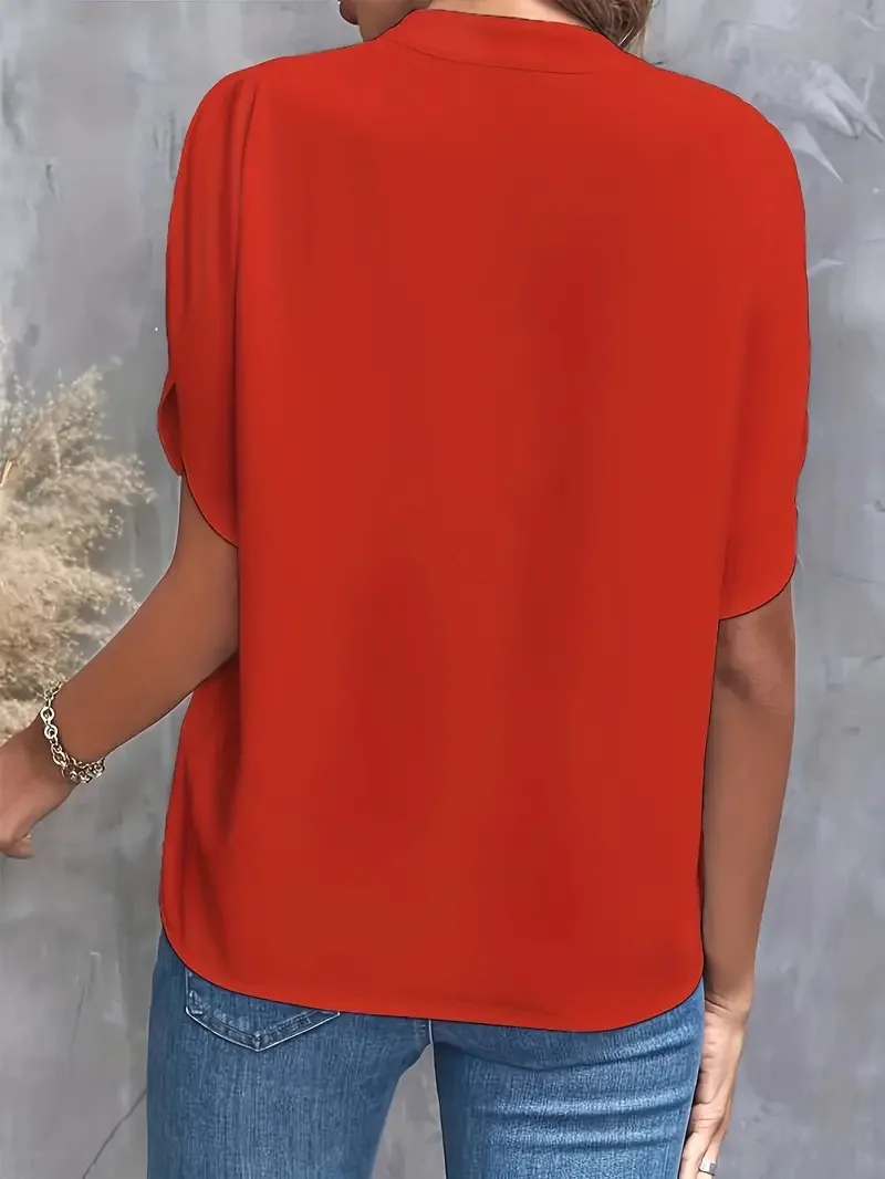 Damen V-ausschnitt Sommer Bluse
