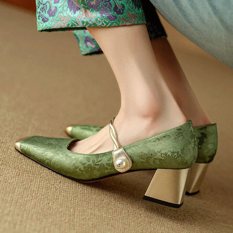 Damen Slip-On Absatz Mary Jane Pumps