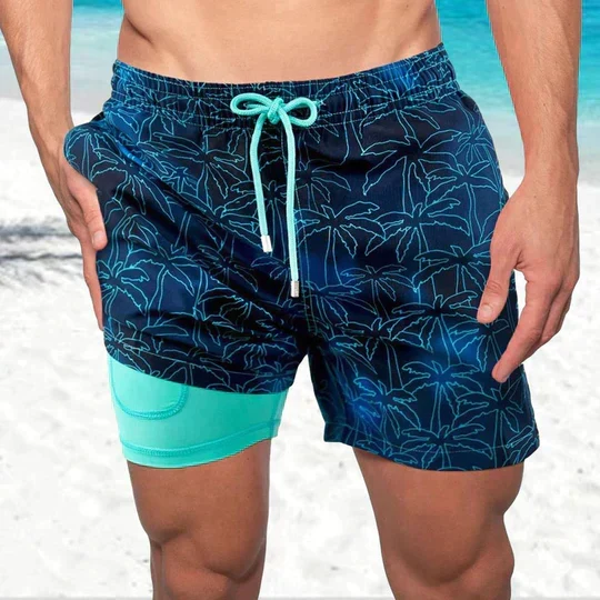 Herren Sportlicher Slim Fit Badehose mit Innenfutter