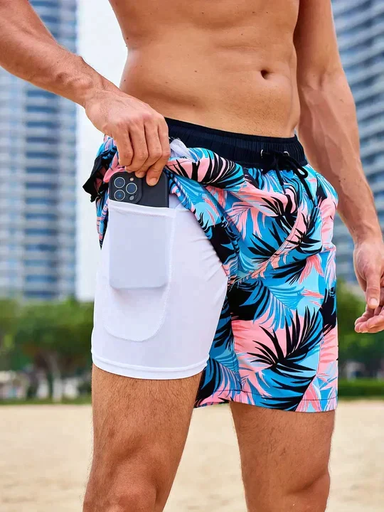 Herren Sportlicher Slim Fit Badehose mit Innenfutter