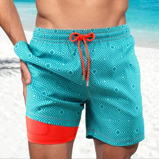 Herren Sportlicher Slim Fit Badehose mit Innenfutter