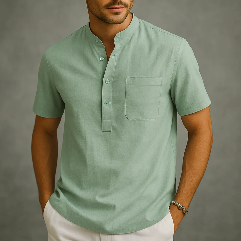 Herren Henley Poloshirt mit Knopfleiste und Relaxed Fit