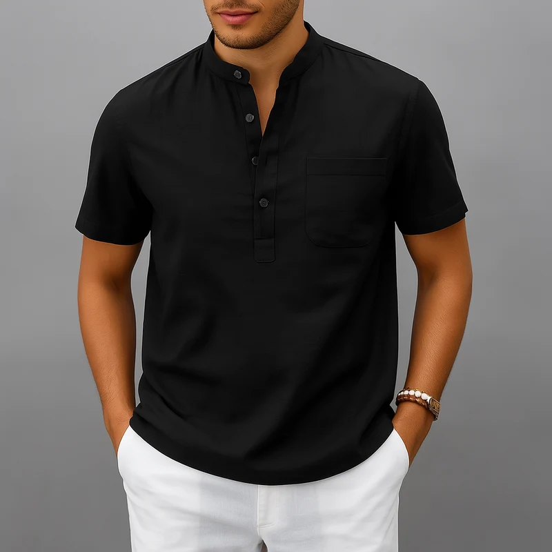 Herren Henley Poloshirt mit Knopfleiste und Relaxed Fit