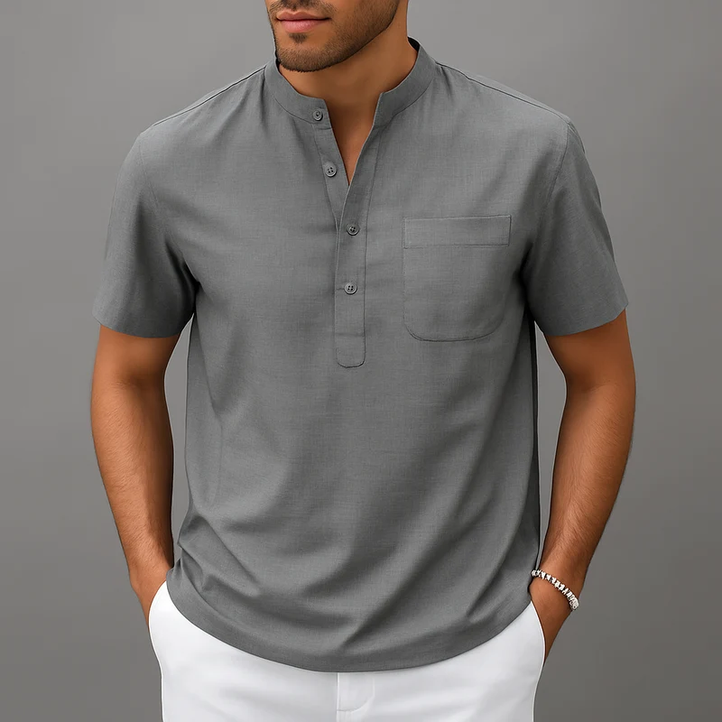 Herren Henley Poloshirt mit Knopfleiste und Relaxed Fit