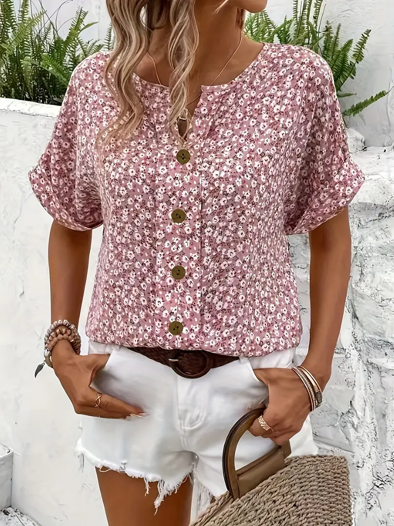 Damen Casual Kurzarm Sommer Bluse