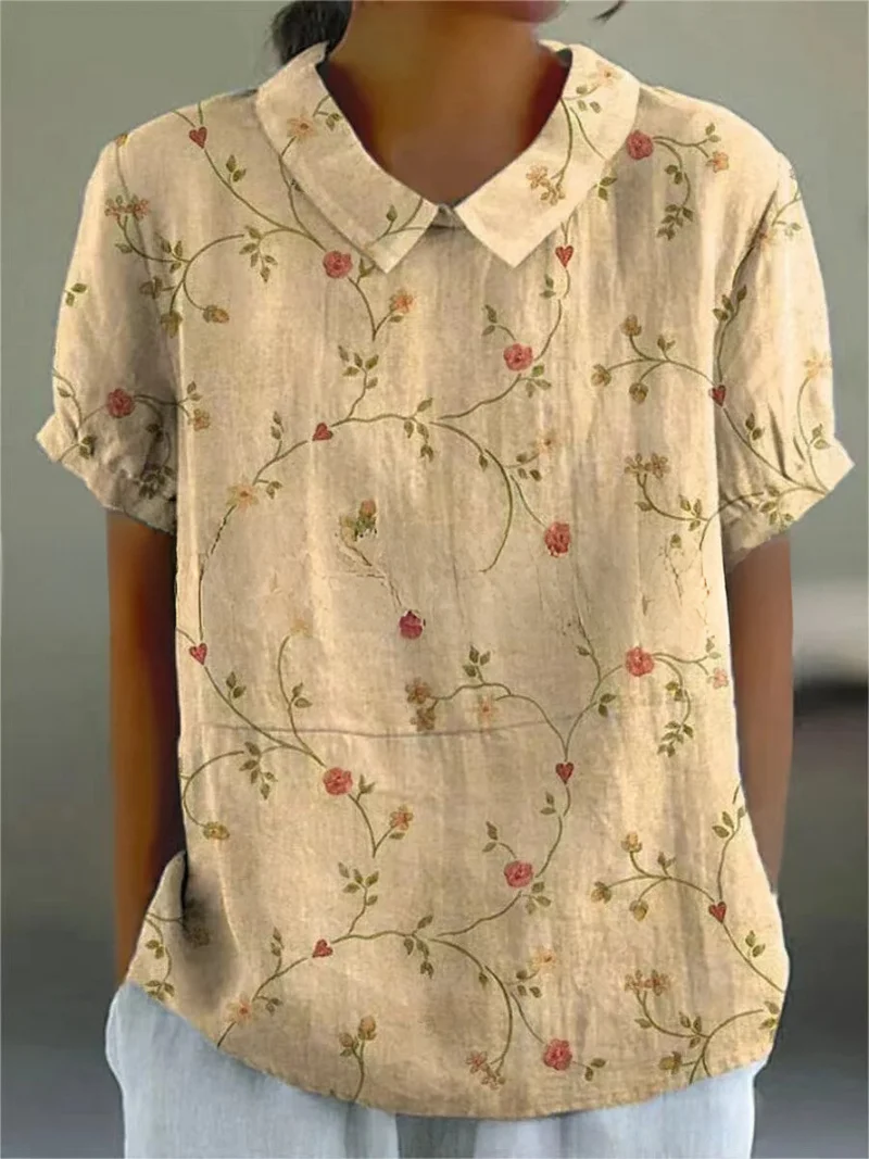 Damen Sommer Blumenhemd mit Knopfleiste