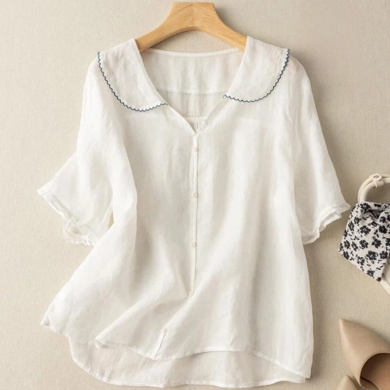 Damen Vintage Bluse mit Knopfdetail und femininem Schnitt
