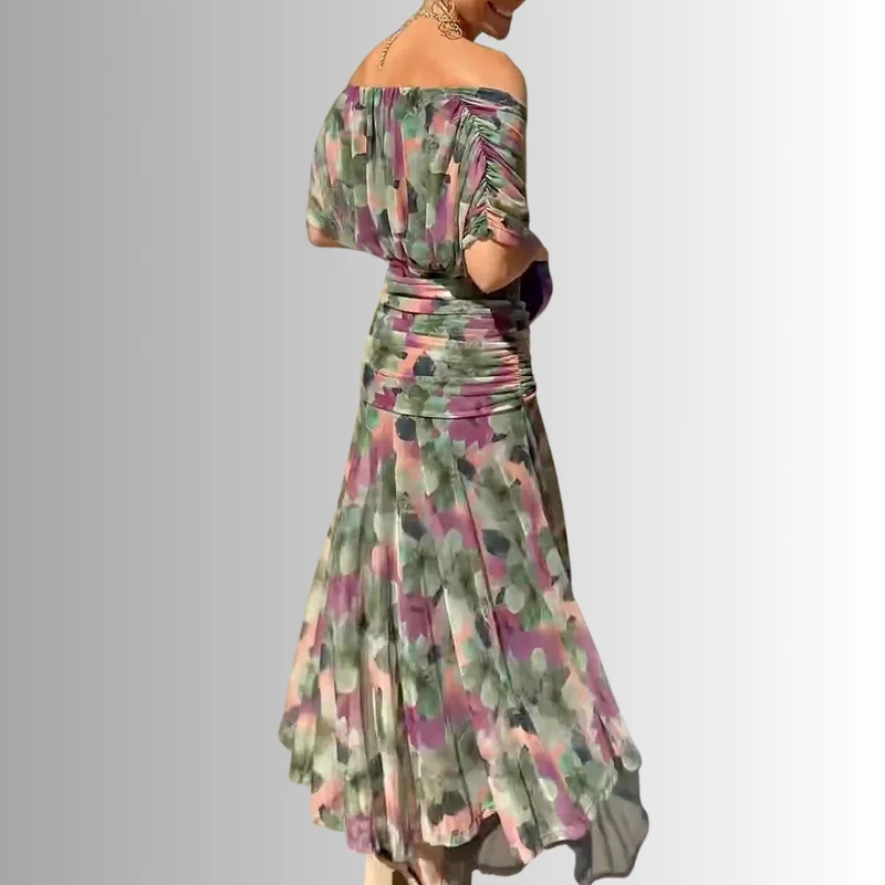 Damen Elegantes Schulterfrei Sommerkleid