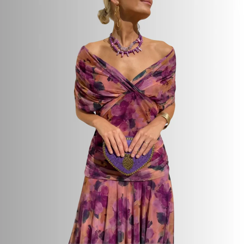Damen Elegantes Schulterfrei Sommerkleid