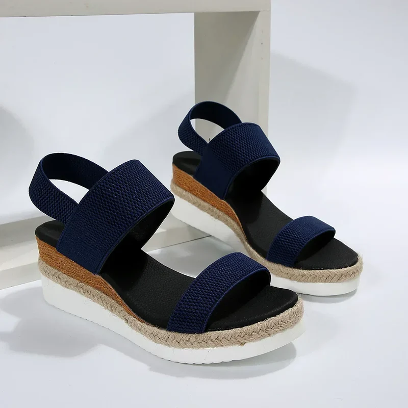Damen Bequeme Espadrille Sandalen mit Doppelriemen