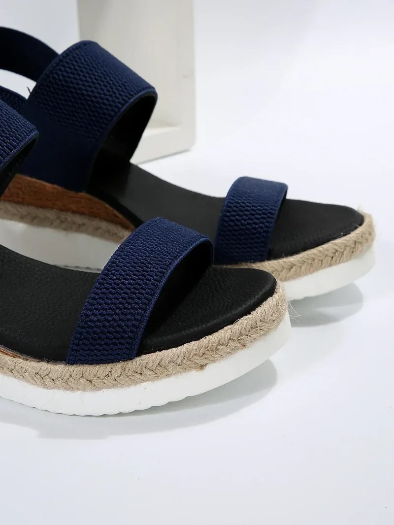 Damen Bequeme Espadrille Sandalen mit Doppelriemen