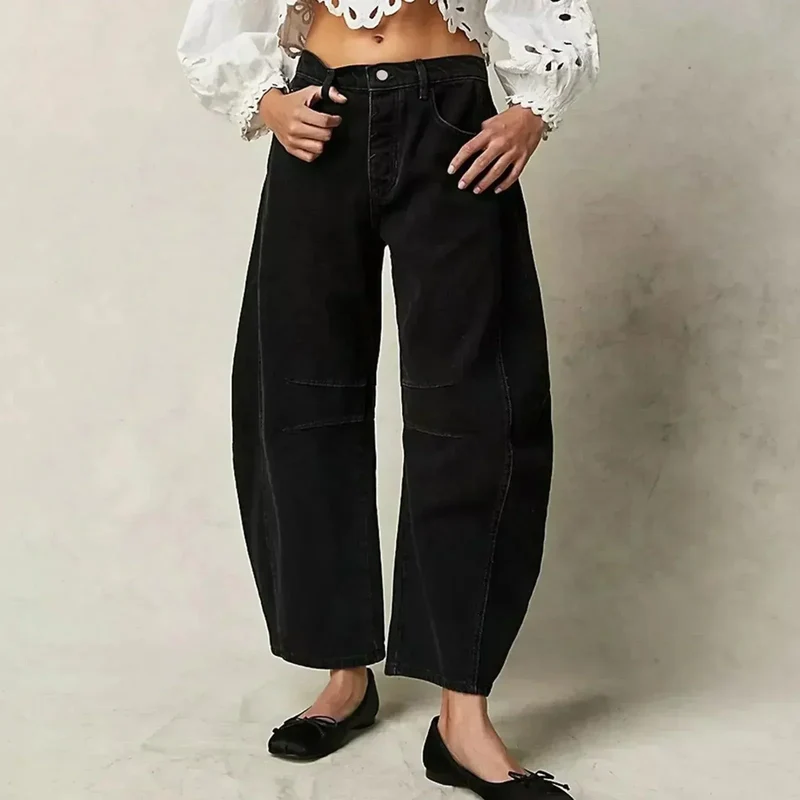 Damen High-Waist Cropped Jeans Hose