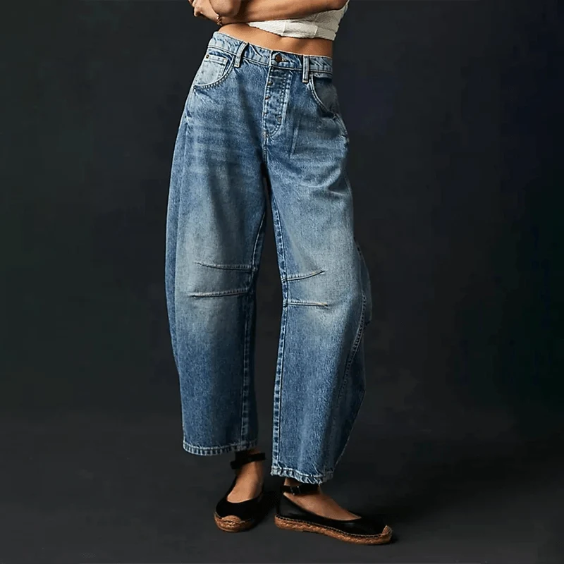Damen High-Waist Cropped Jeans Hose
