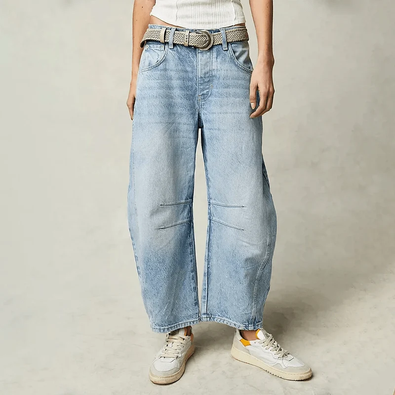 Damen High-Waist Cropped Jeans Hose