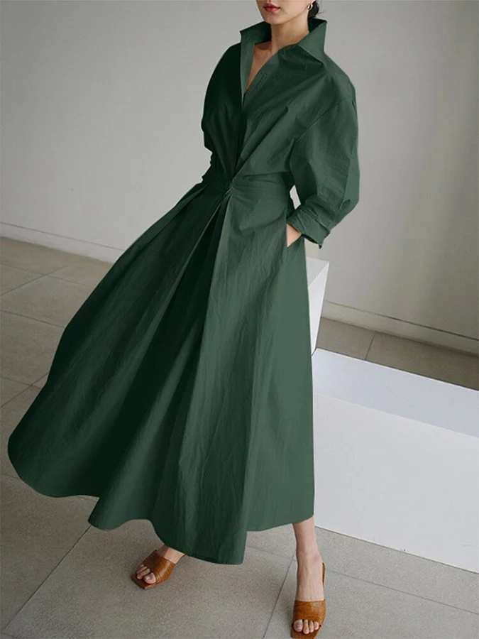 Damen Maxi Wickel Blusenkleid